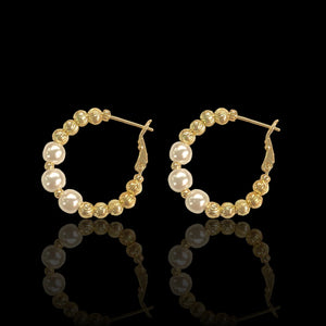 Beaded Pearl Hoop Earrings