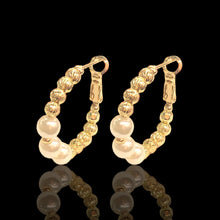 Load image into Gallery viewer, Beaded Pearl Hoop Earrings
